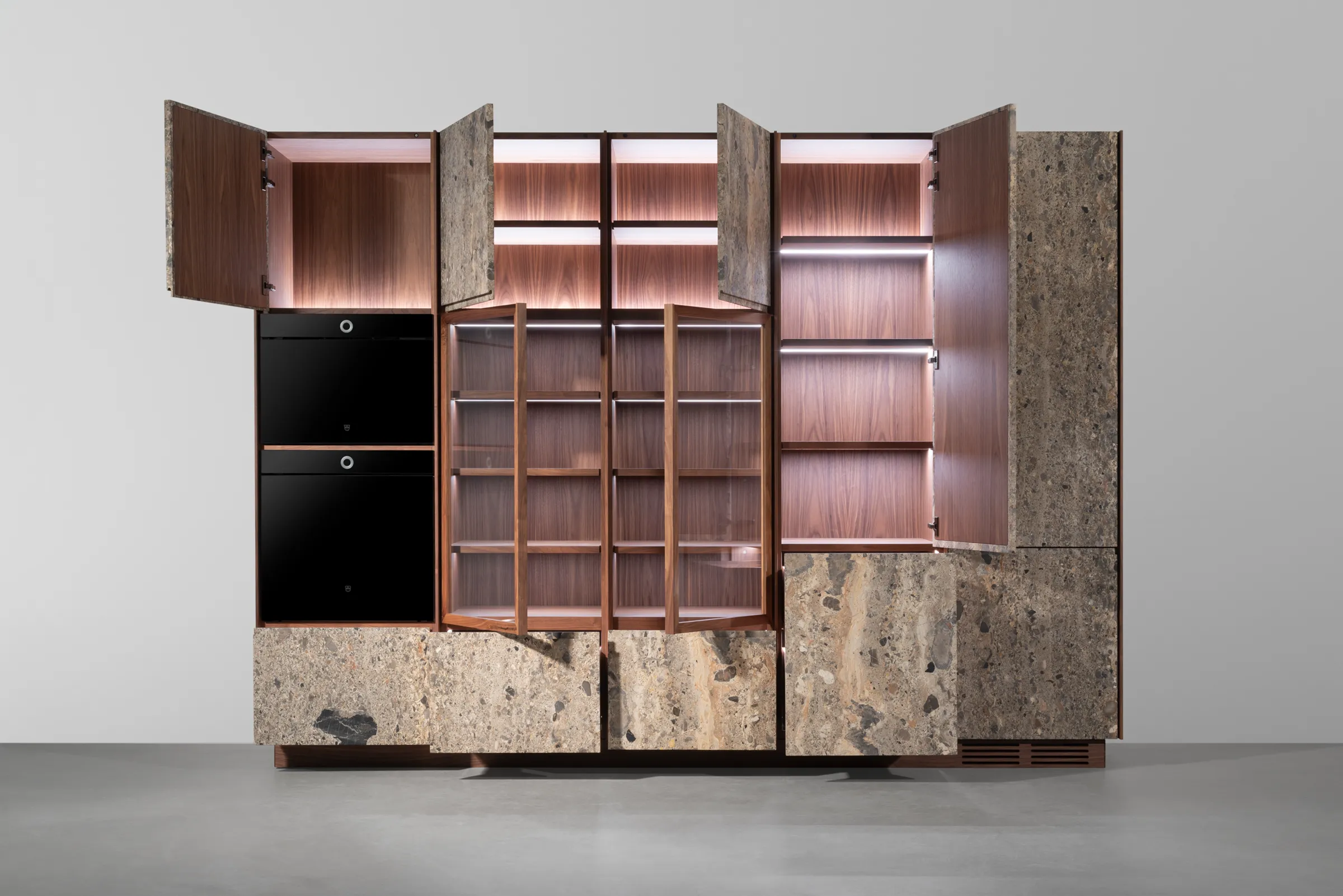 Wood Line — stone and wood storage system, view 2